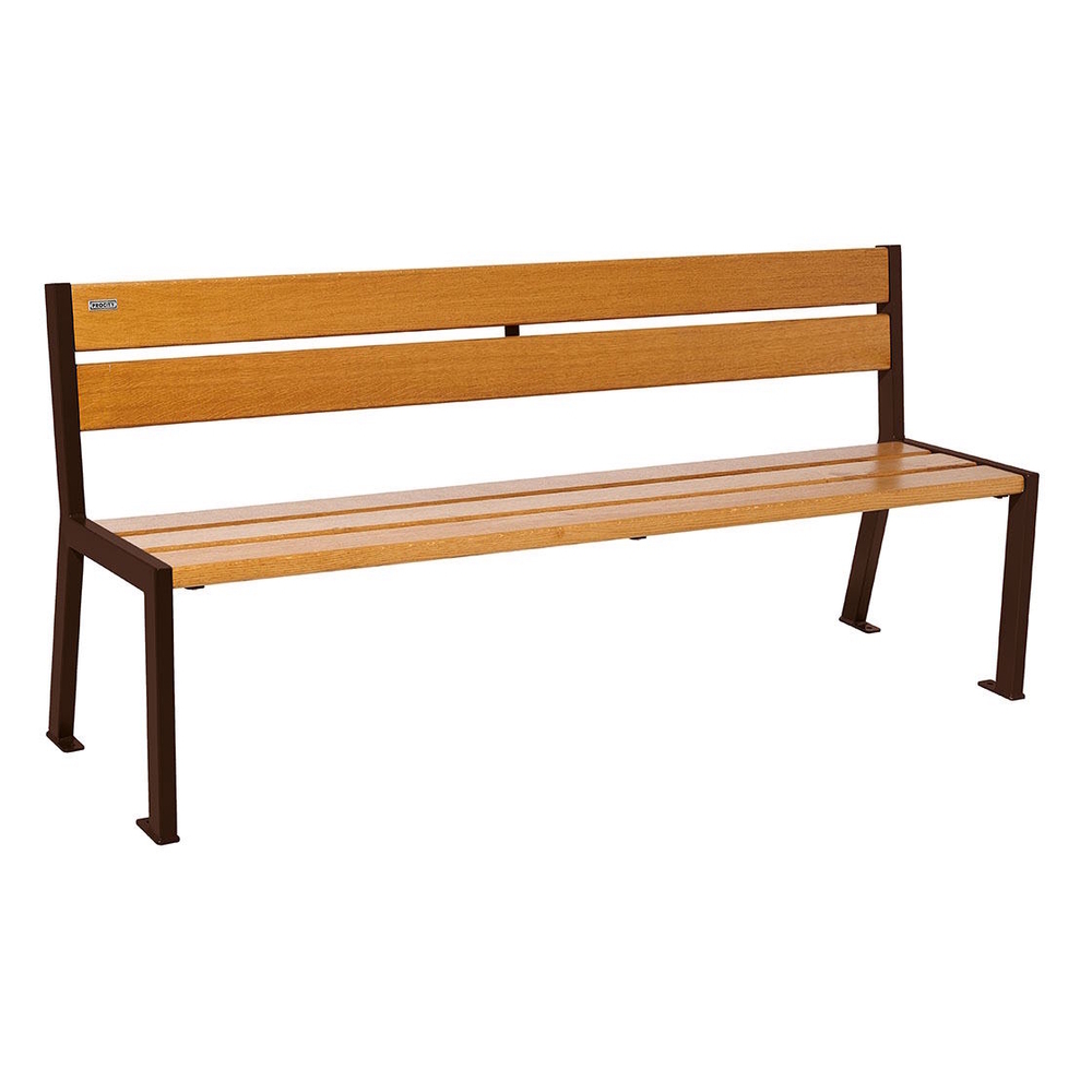 Banc bois et acier Silaos 5 lames RAL8017 - Chêne lasuré chêne clair - 1800mm - Sans accoudoir - PROCITY - 209502.8017.CHEC