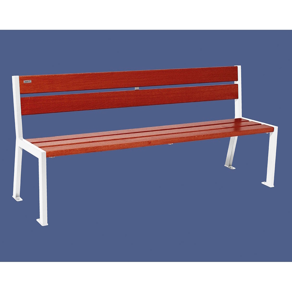 Banc bois et acier Silaos 5 lames RAL9010 - Chêne lasuré acajou - 1800mm - Sans accoudoir - PROCITY - 209502.9010.ACAJ
