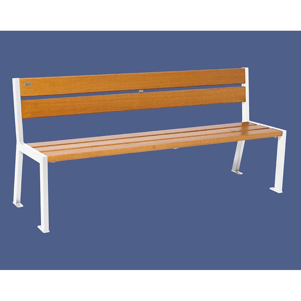 Banc bois et acier Silaos 5 lames RAL9010 - Chêne lasuré chêne clair - 1800mm - Sans accoudoir - PROCITY - 209502.9010.CHEC