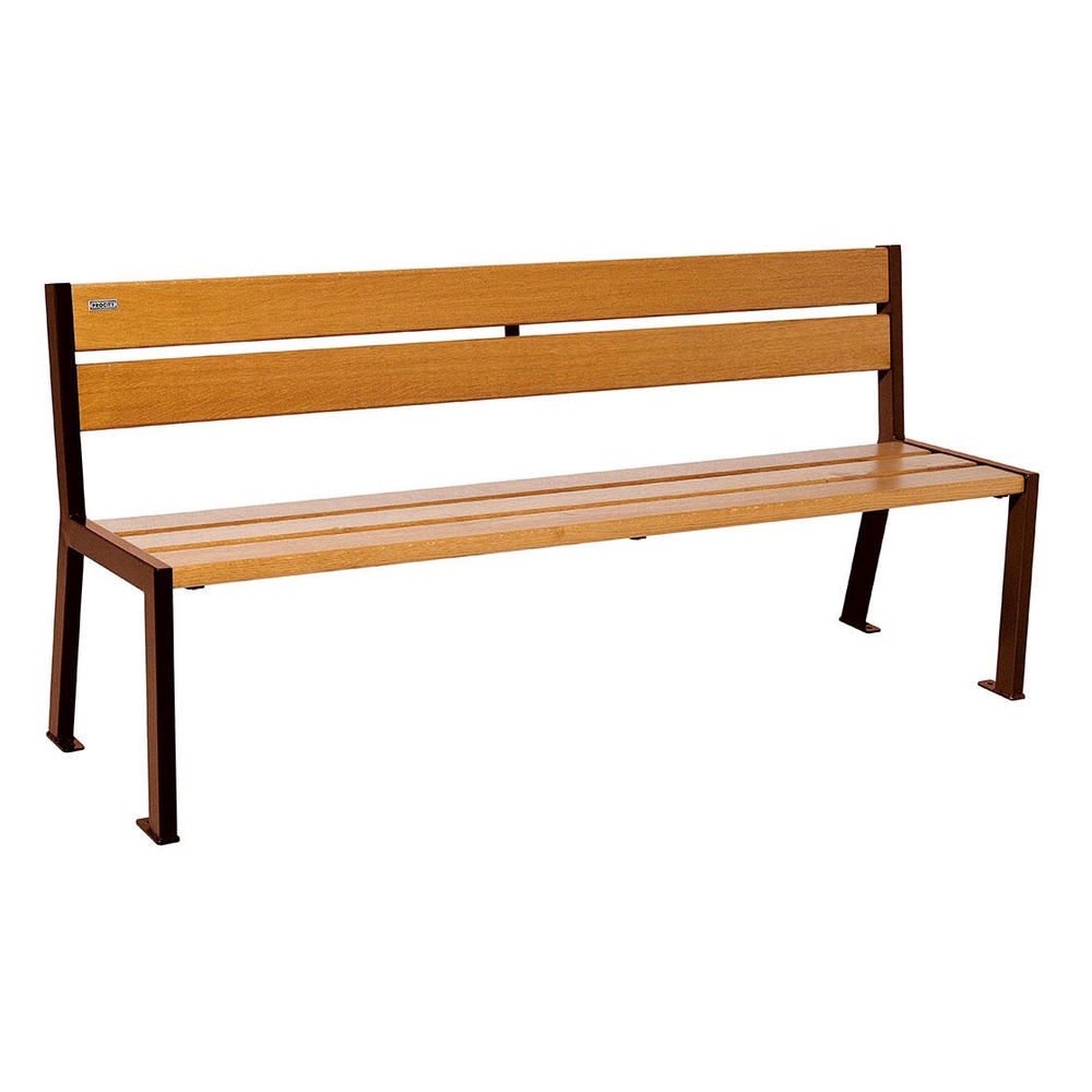 Banc bois et acier Silaos 5 lames Aspect Corten - Chêne lasuré chêne clair - 1800mm - Sans accoudoir - PROCITY - 209502.S025.CHEC
