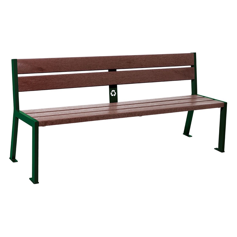 Banc plastique recyclé et acier Silaos 5 lames RAL6005 - Sans accoudoir - PROCITY - 209504.6005
