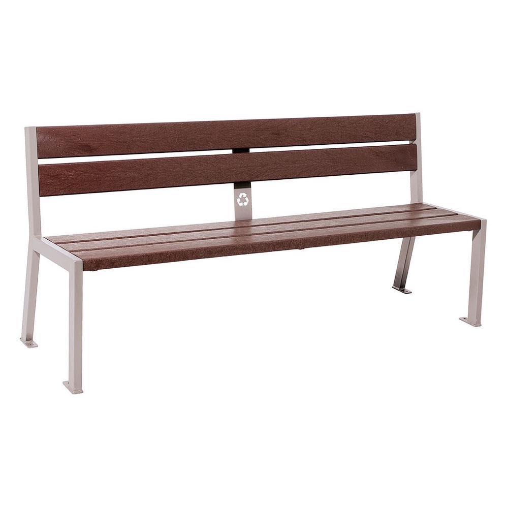 Banc plastique recyclé et acier Silaos 5 lames RAL7044 - Sans accoudoir - PROCITY - 209504.7044