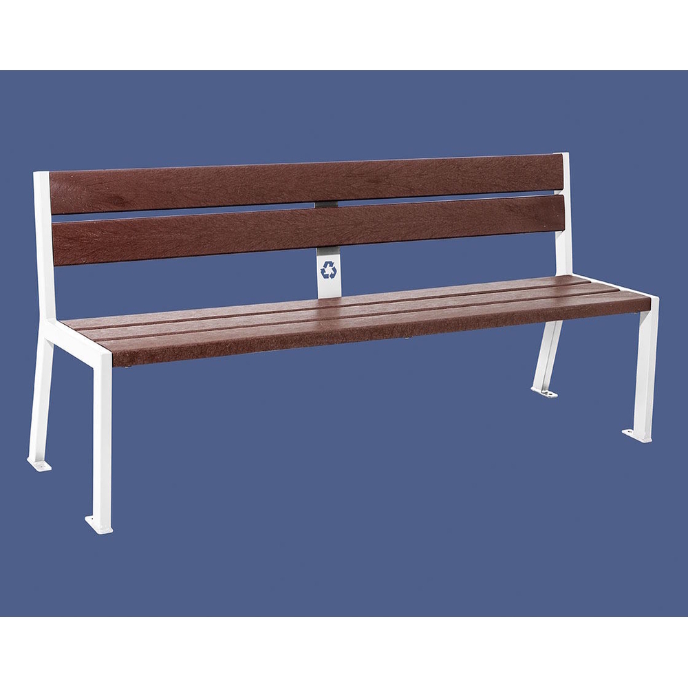 Banc plastique recyclé et acier Silaos 5 lames RAL9010 - Sans accoudoir - PROCITY - 209504.9010