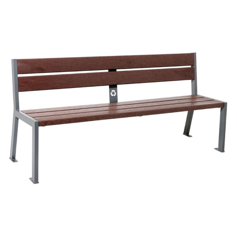 Banc plastique recyclé et acier Silaos 5 lames Gris PROCITY - 209504.GPRO