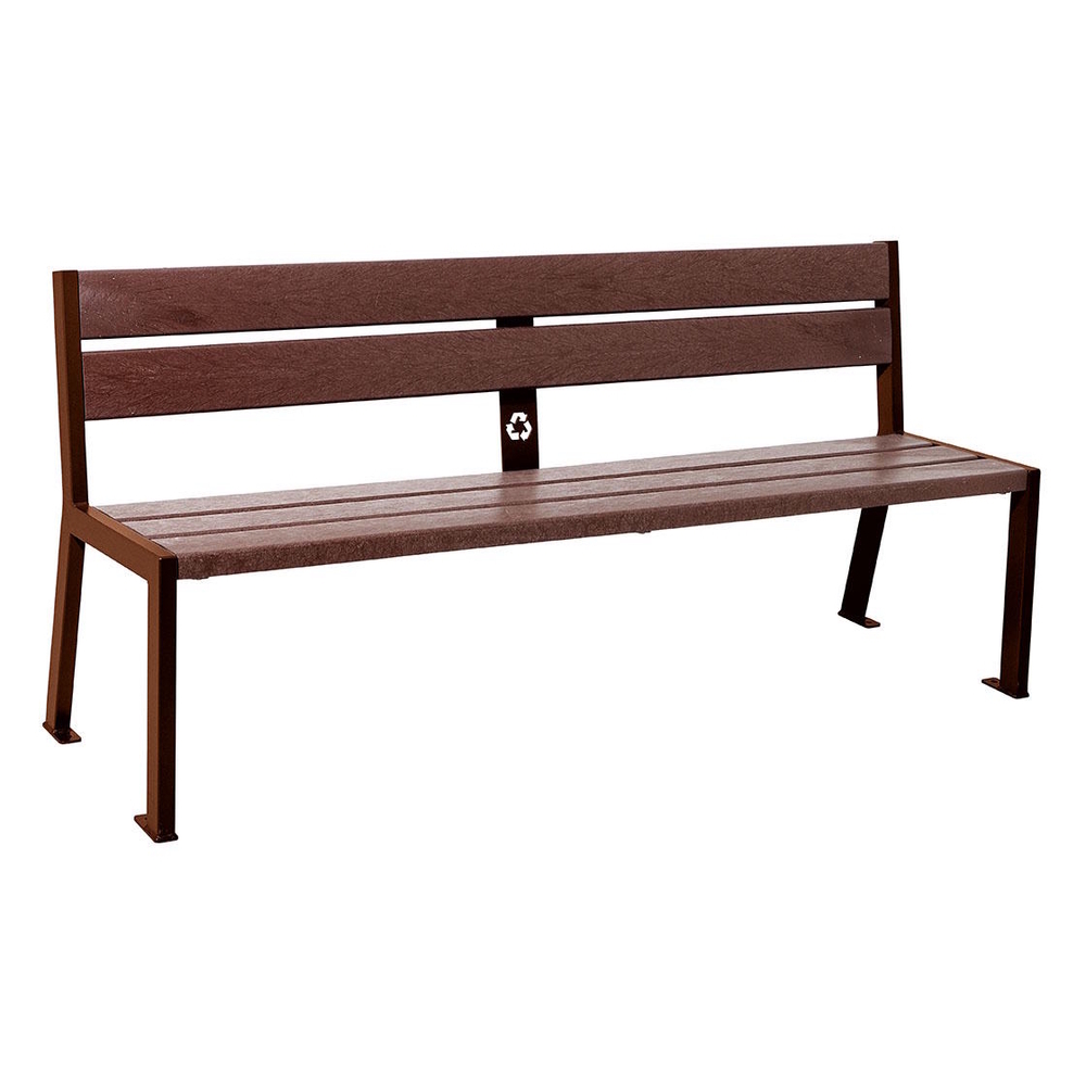 Banc plastique recyclé et acier Silaos 5 lames Aspect Corten - Sans accoudoir - PROCITY - 209504.S025