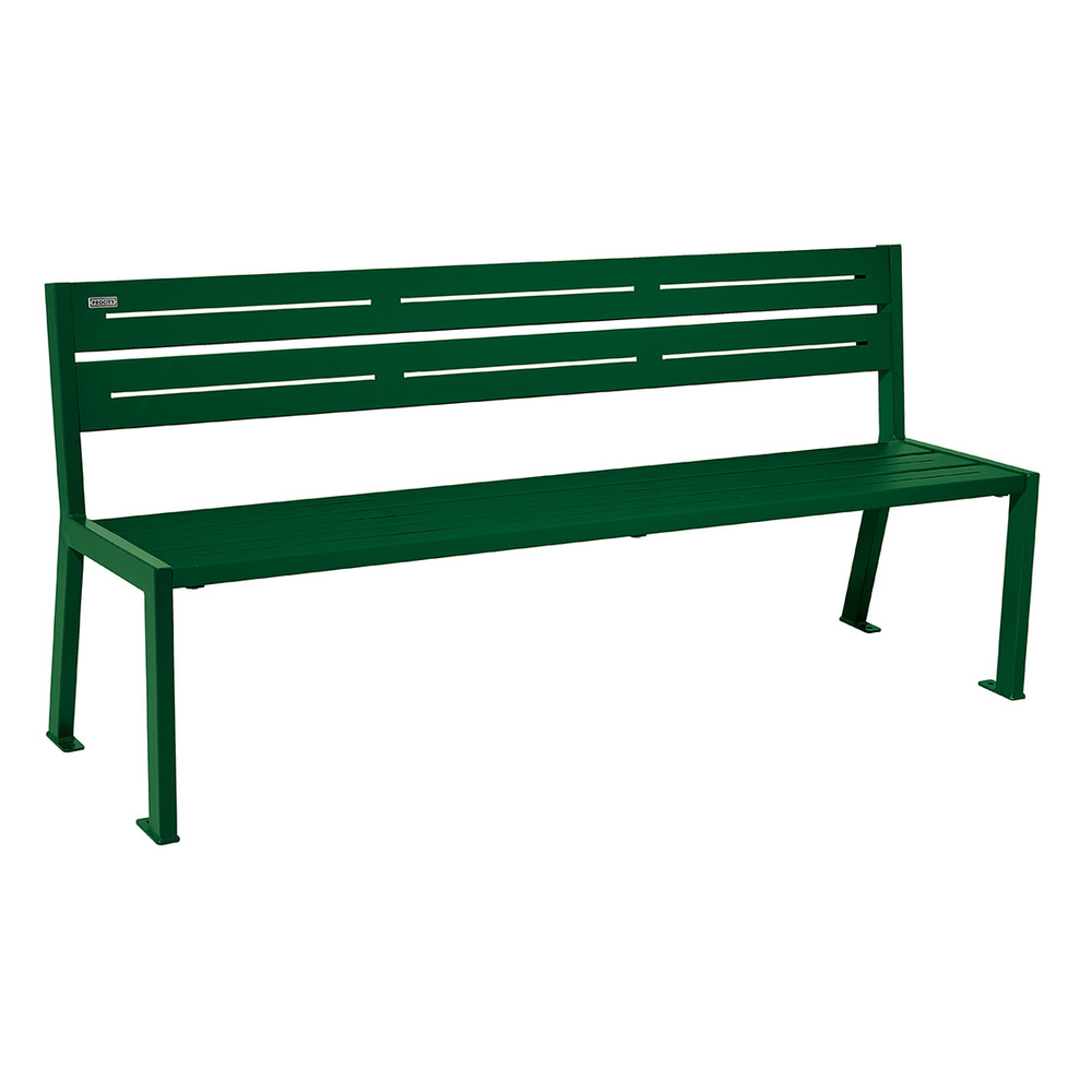 Banc acier Silaos 5 lames RAL6005 - Sans accoudoir - PROCITY - 209506.6005