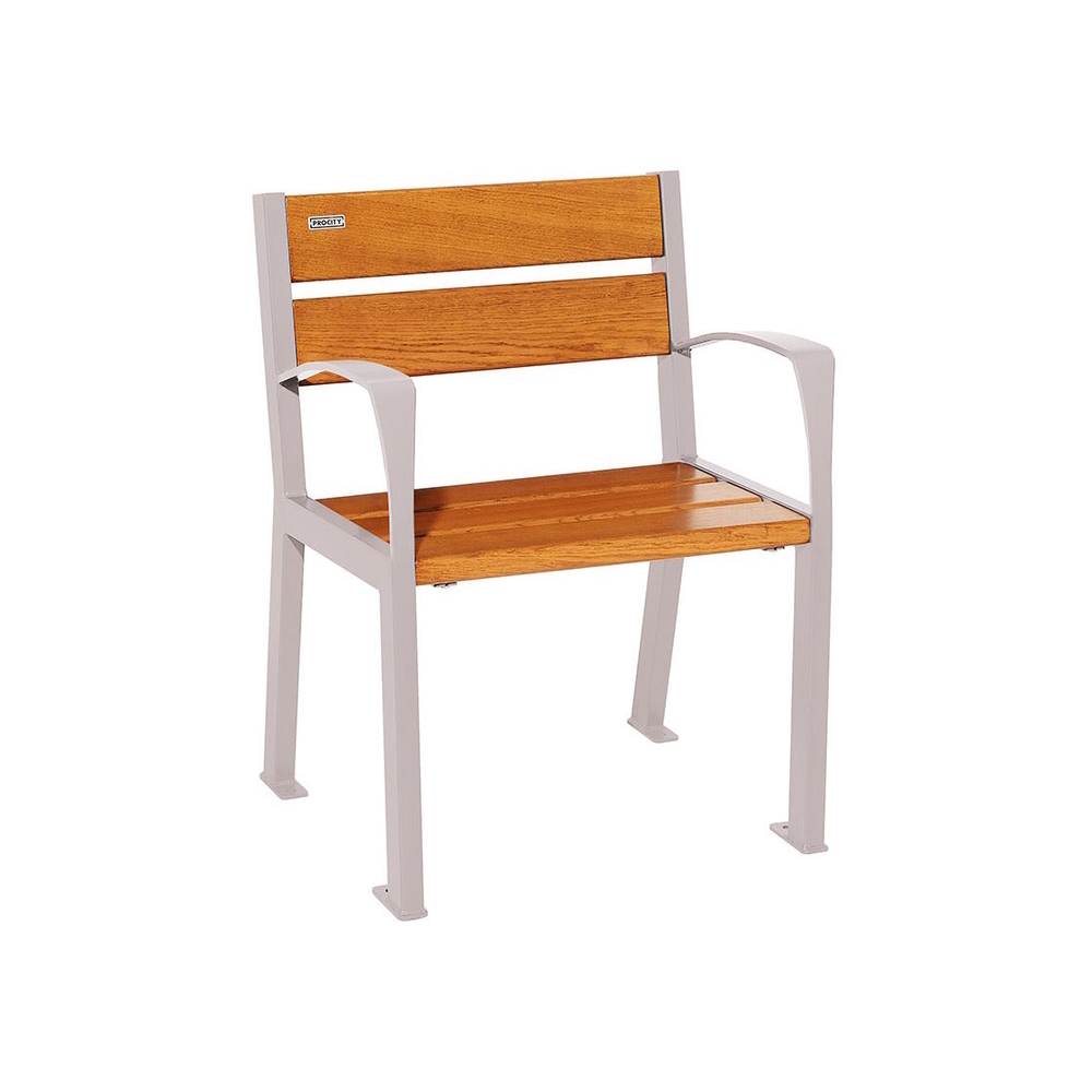 Fauteuil bois et acier Silaos 5 lames RAL7044 - Chêne lasuré chêne clair - accoudoirs - PROCITY - 209510.7044.CHEC