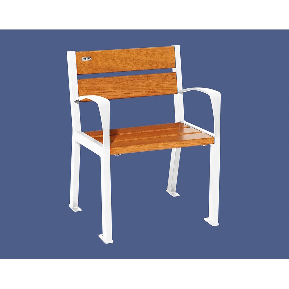 Fauteuil bois et acier Silaos 5 lames RAL9010 - Chêne lasuré chêne clair - accoudoirs - PROCITY - 209510.9010.CHEC