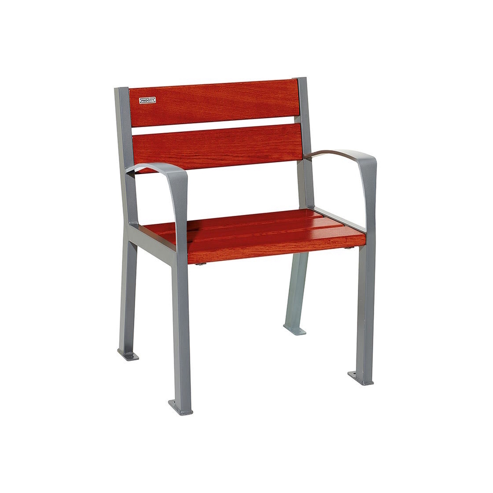 Fauteuil bois et acier Silaos 5 lames Gris PROCITY - 209510.GPRO.ACAJ