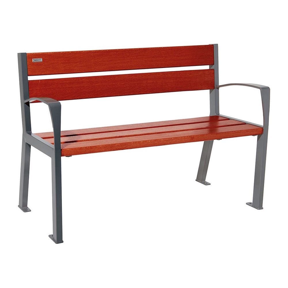 Banc bois et acier Silaos 5 lames Gris PROCITY - 209511.GPRO.ACAJ