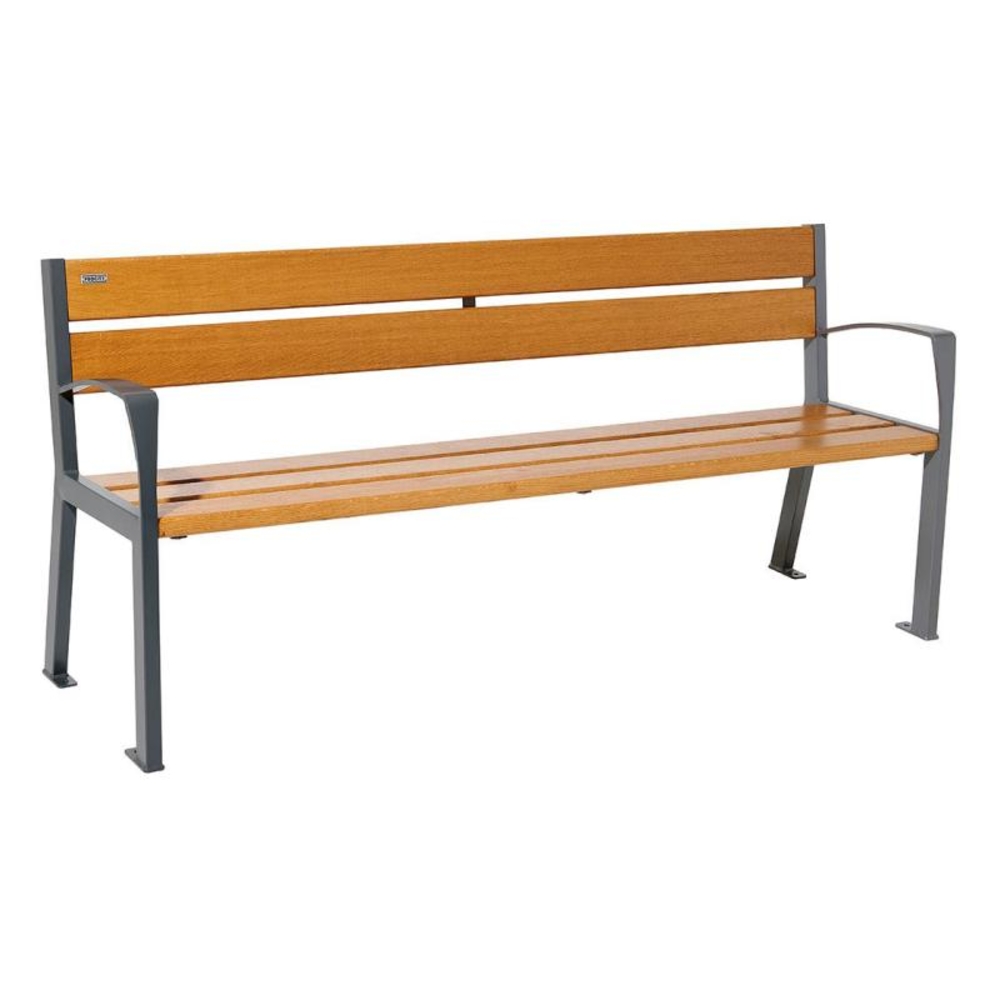 Banc bois et acier Silaos 5 lames Gris PROCITY - 209512.GPRO.CHEC