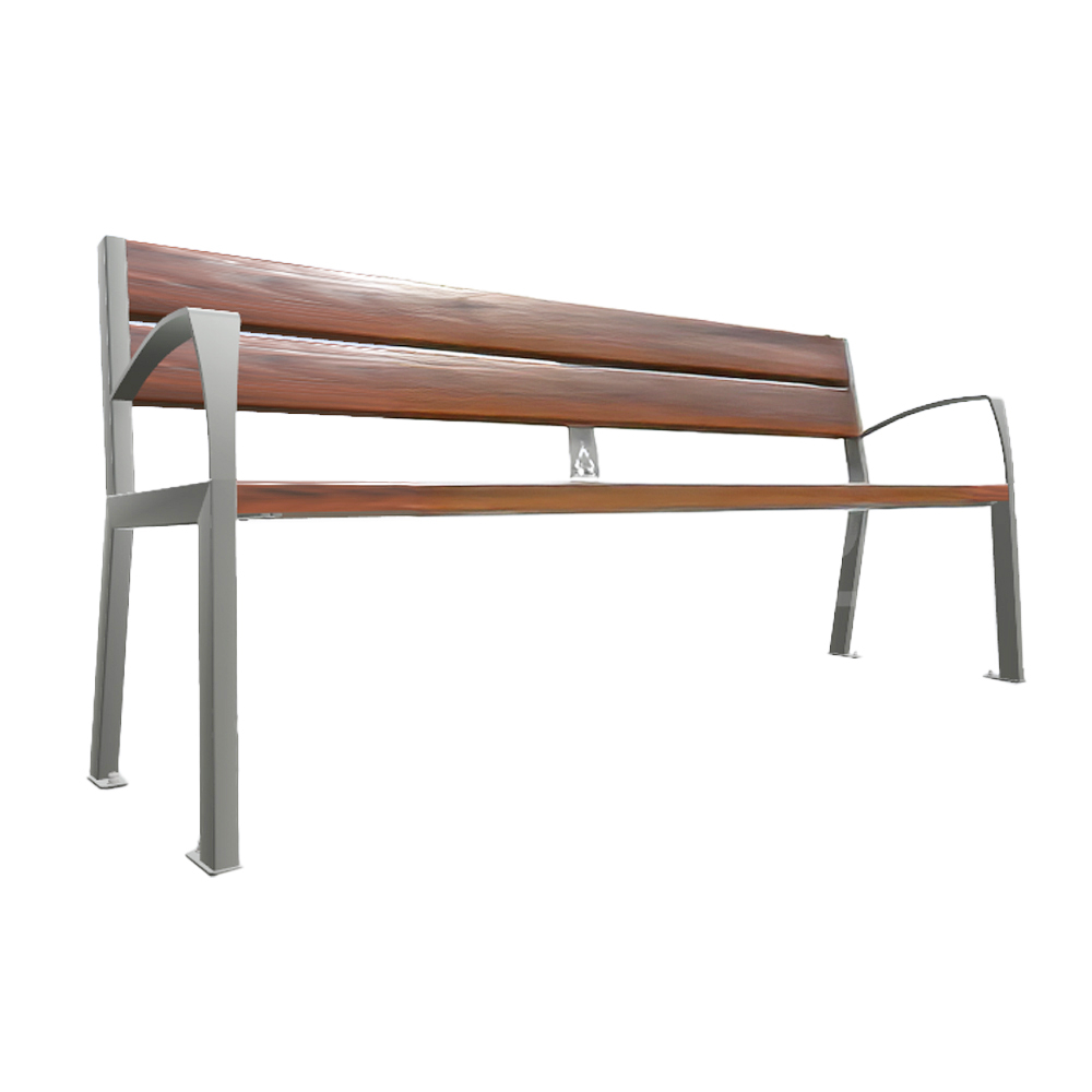 Banc plastique recyclé et acier Silaos 5 lames RAL7044 - accoudoirs - PROCITY - 209514.7044