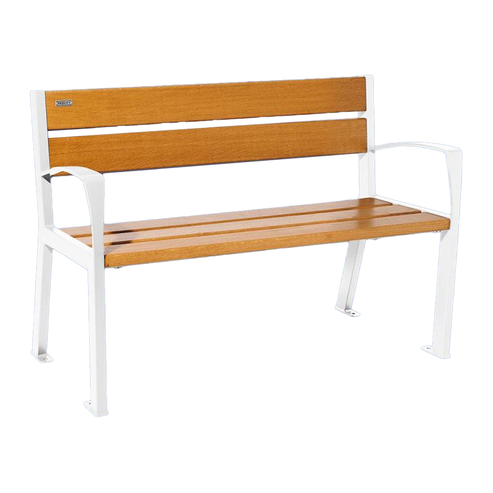 Banc plastique recyclé et acier Silaos 5 lames RAL9010 - accoudoirs - PROCITY - 209514.9010
