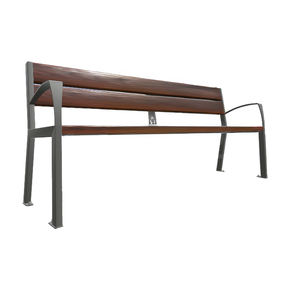 Banc plastique recyclé et acier Silaos 5 lames Gris PROCITY - 209514.GPRO