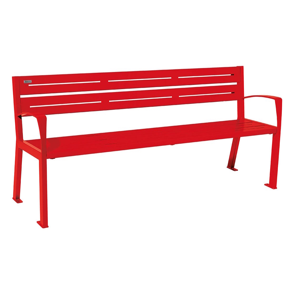 Banc acier Silaos 5 lames RAL3020 - accoudoirs - PROCITY - 209516.3020