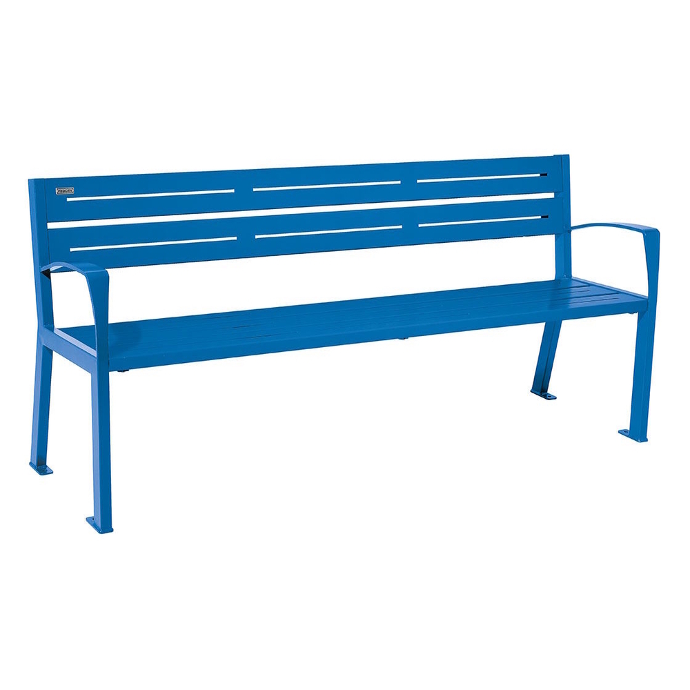 Banc acier Silaos 5 lames RAL5010 - accoudoirs - PROCITY - 209516.5010
