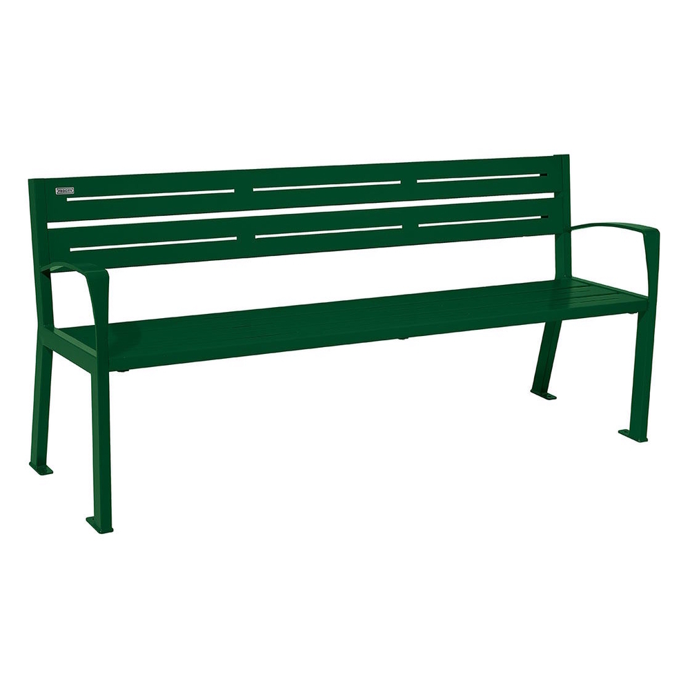 Banc acier Silaos 5 lames RAL6005 - accoudoirs - PROCITY - 209516.6005