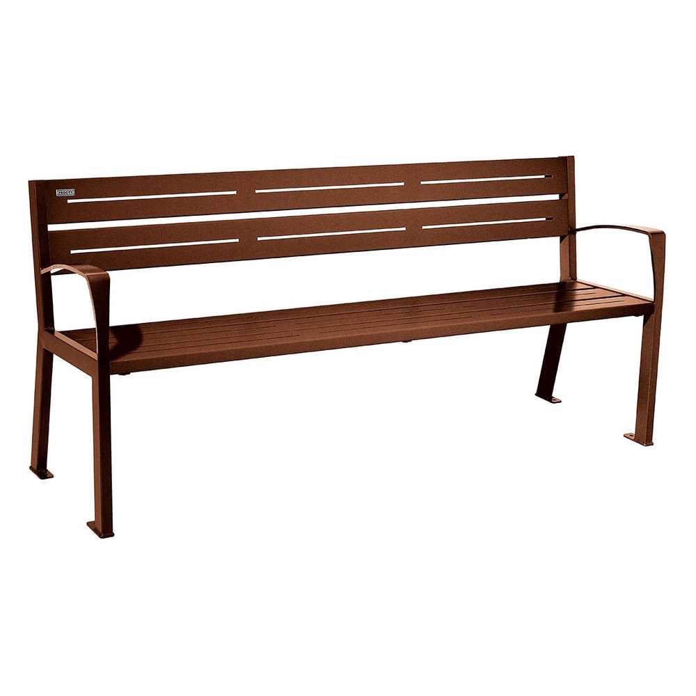 Banc acier Silaos 5 lames Aspect Corten - accoudoirs - PROCITY - 209516.S025