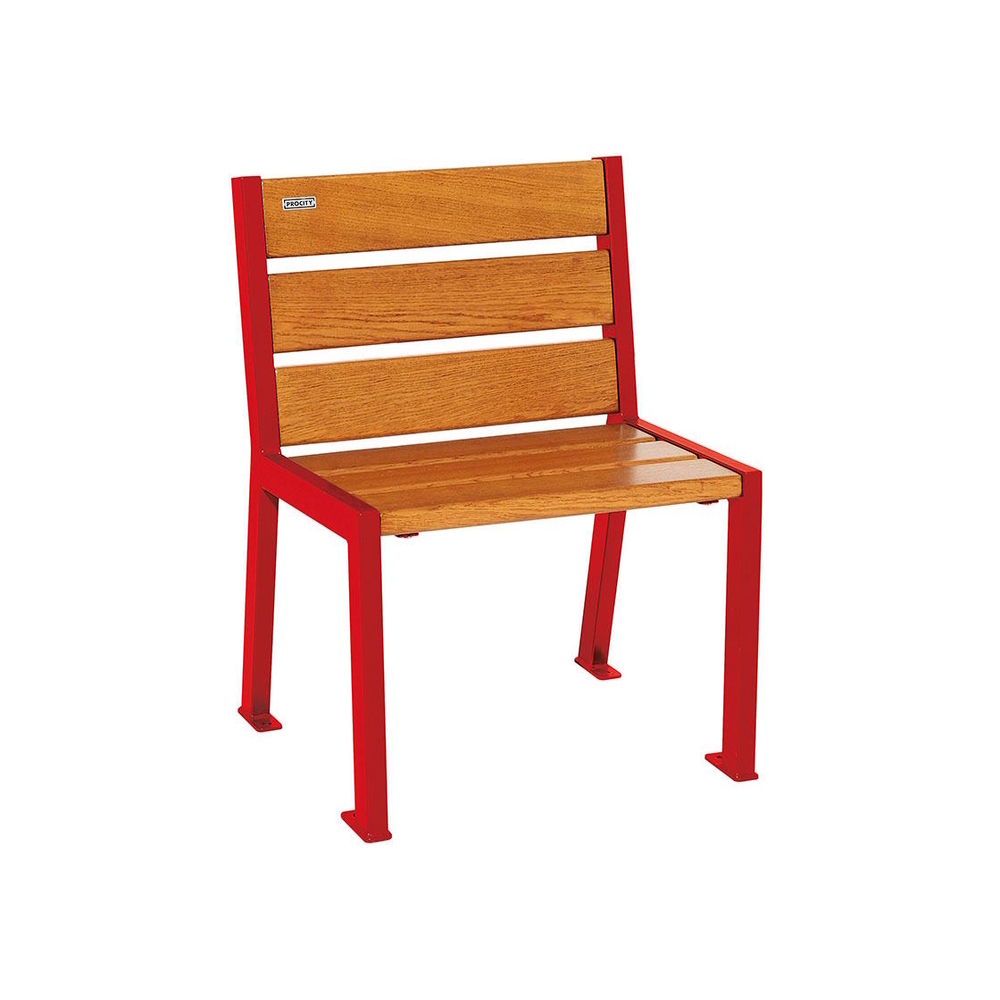 Fauteuil bois et acier Silaos 6 lames RAL3020 - Chêne lasuré chêne clair - Sans accoudoir - PROCITY - 209600.3020.CHEC