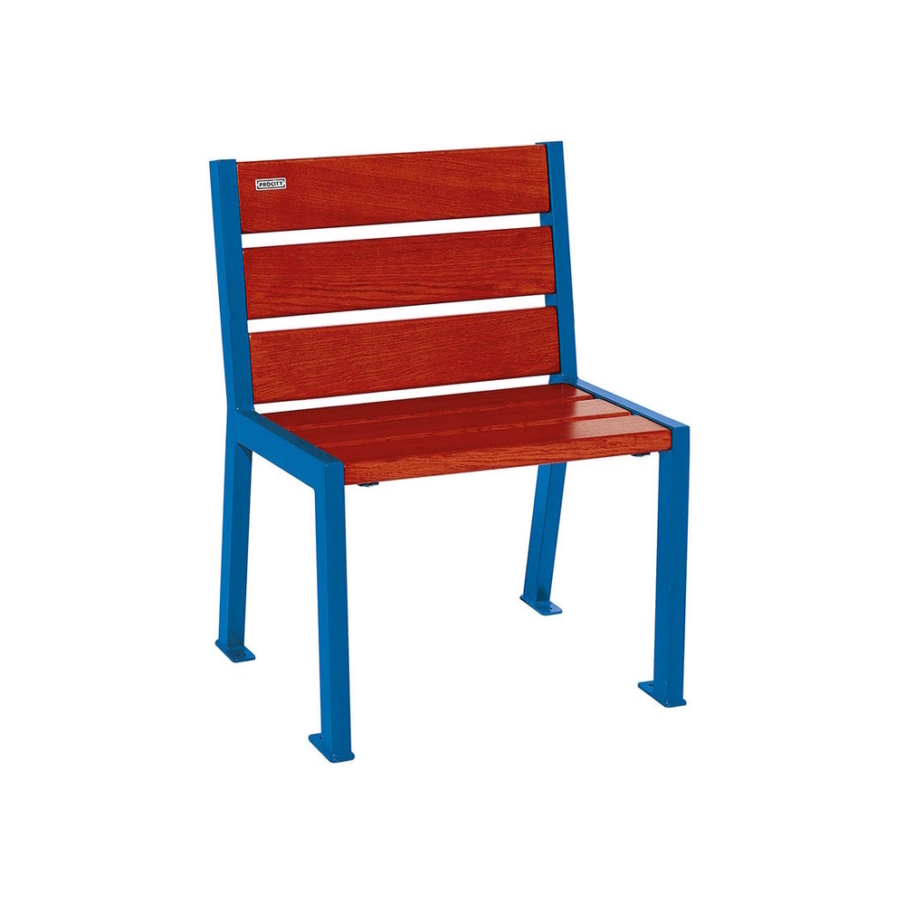 Fauteuil bois et acier Silaos 6 lames RAL5010 - Chêne lasuré acajou - Sans accoudoir - PROCITY - 209600.5010.ACAJ