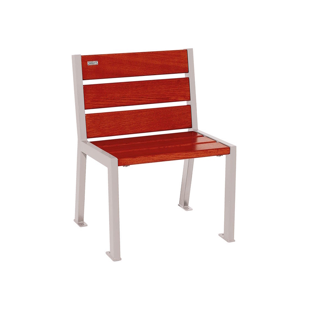 Fauteuil bois et acier Silaos 6 lames RAL7044 - Chêne lasuré acajou - Sans accoudoir - PROCITY - 209600.7044.ACAJ