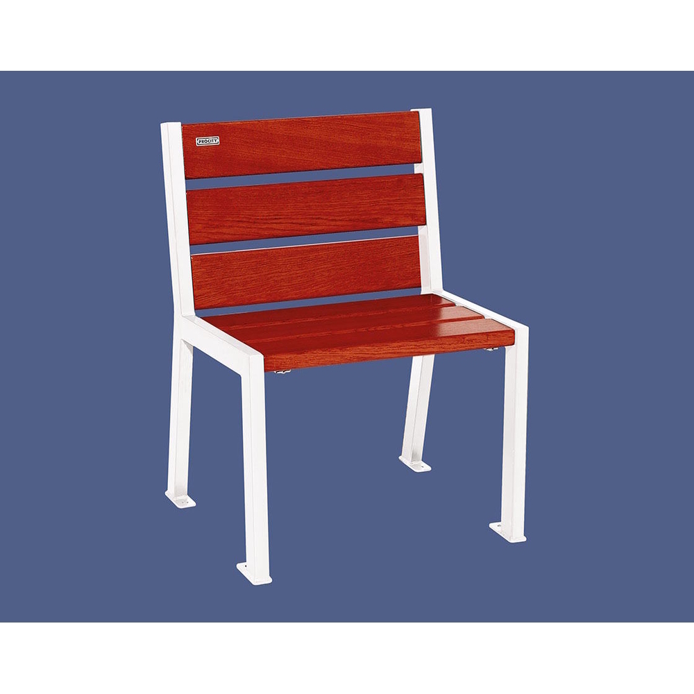 Fauteuil bois et acier Silaos 6 lames RAL9010 - Chêne lasuré acajou - Sans accoudoir - PROCITY - 209600.9010.ACAJ