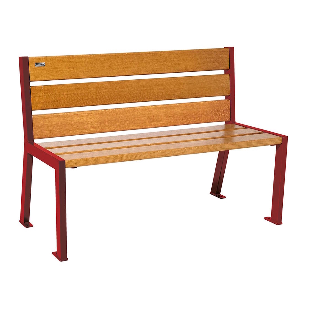 Banc bois et acier Silaos 6 lames RAL3004 - Chêne lasuré chêne clair - 1200mm - Sans accoudoir - PROCITY - 209601.3004.CHEC