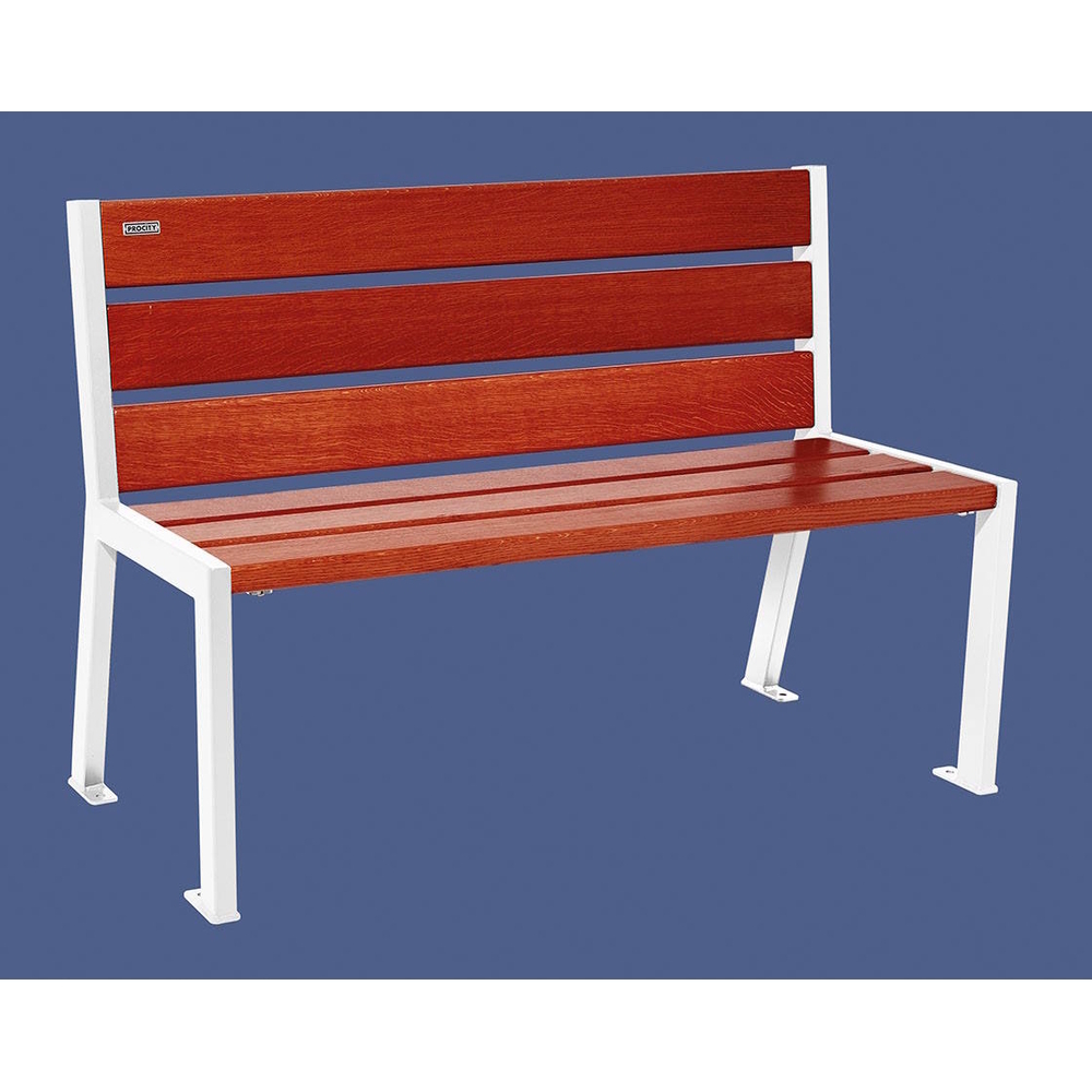 Banc bois et acier Silaos 6 lames RAL9010 - Chêne lasuré acajou - 1200mm - Sans accoudoir - PROCITY - 209601.9010.ACAJ