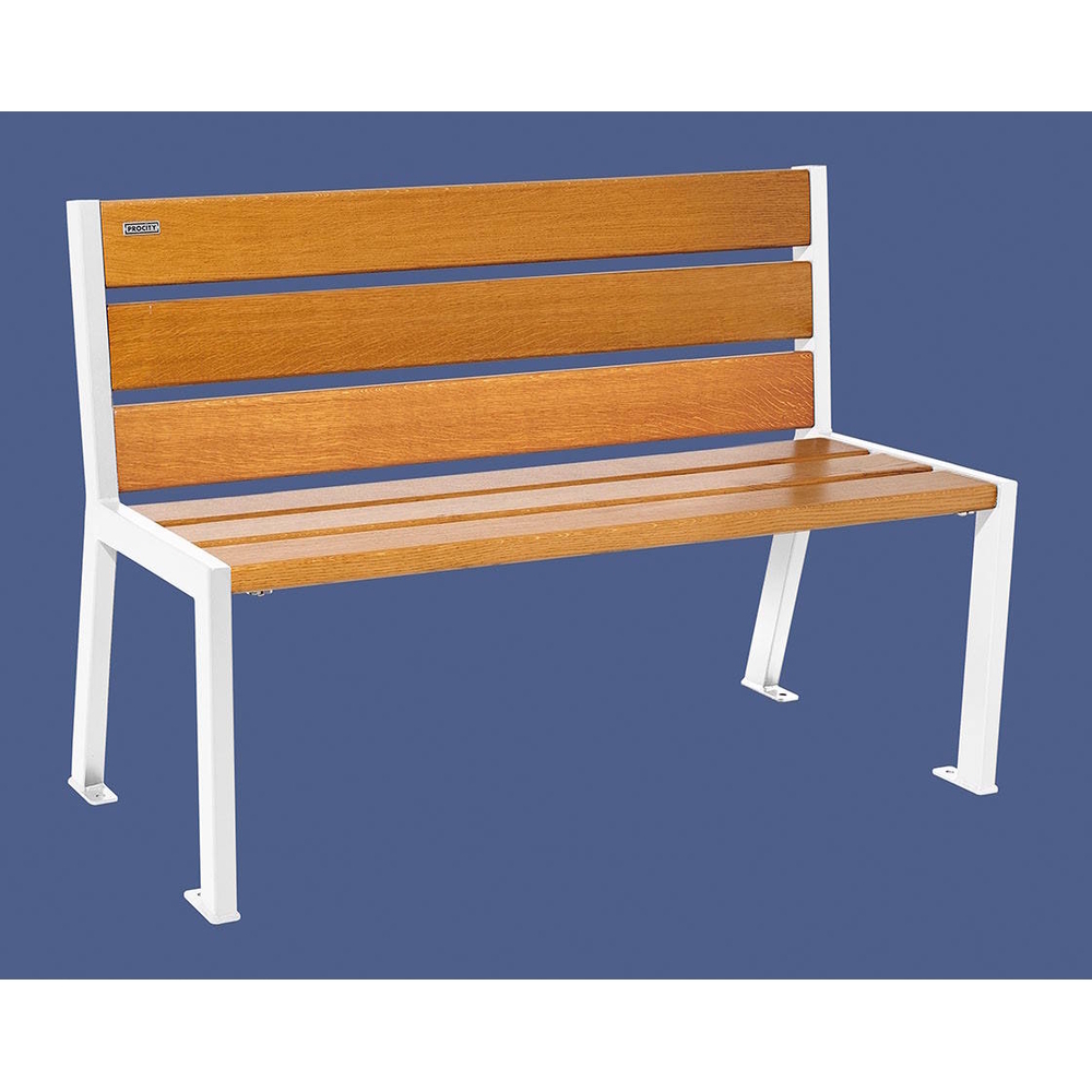 Banc bois et acier Silaos 6 lames RAL9010 - Chêne lasuré chêne clair - 1200mm - Sans accoudoir - PROCITY - 209601.9010.CHEC
