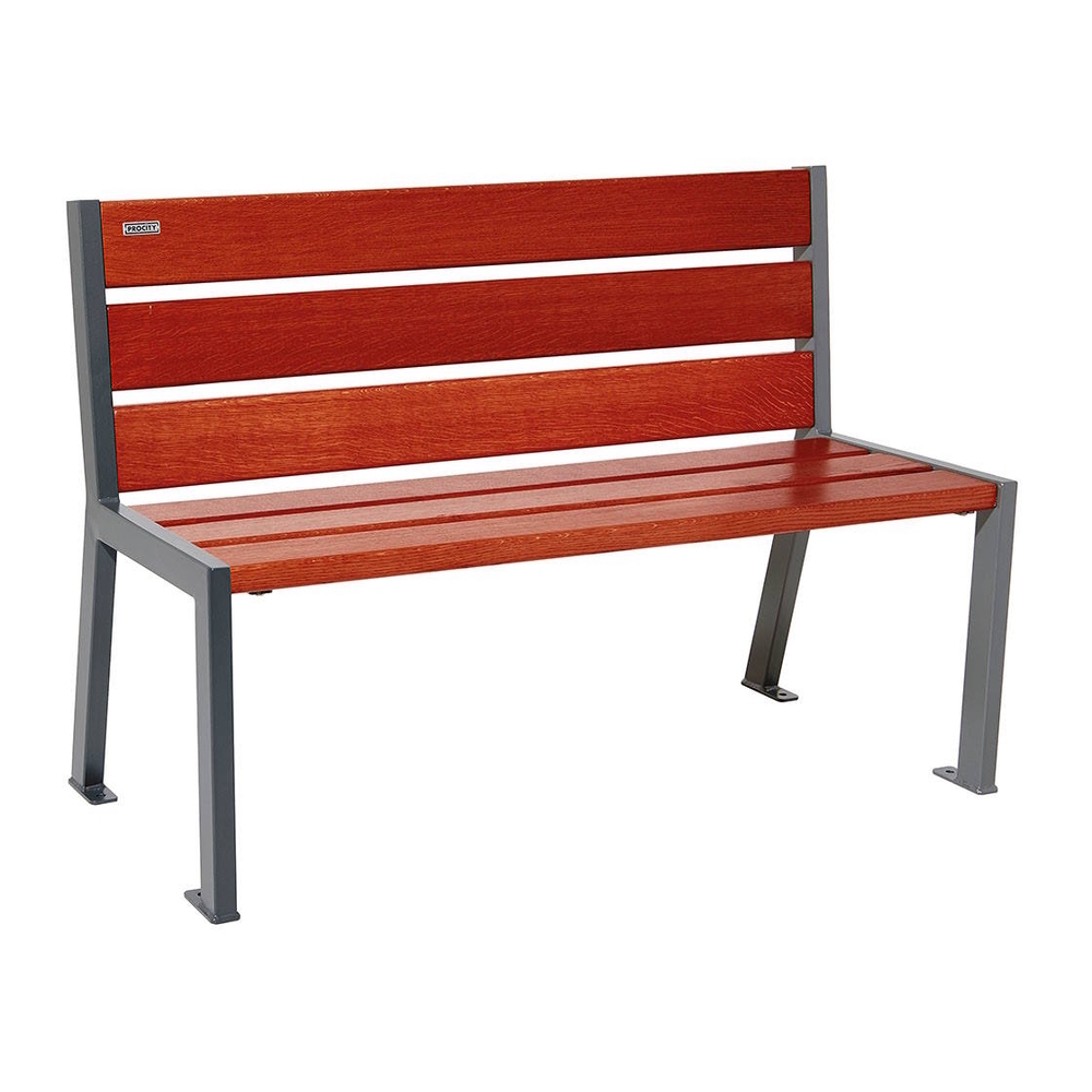 Banc bois et acier Silaos 6 lames Gris lasuré acajou - PROCITY - 209601.GPRO.ACAJ