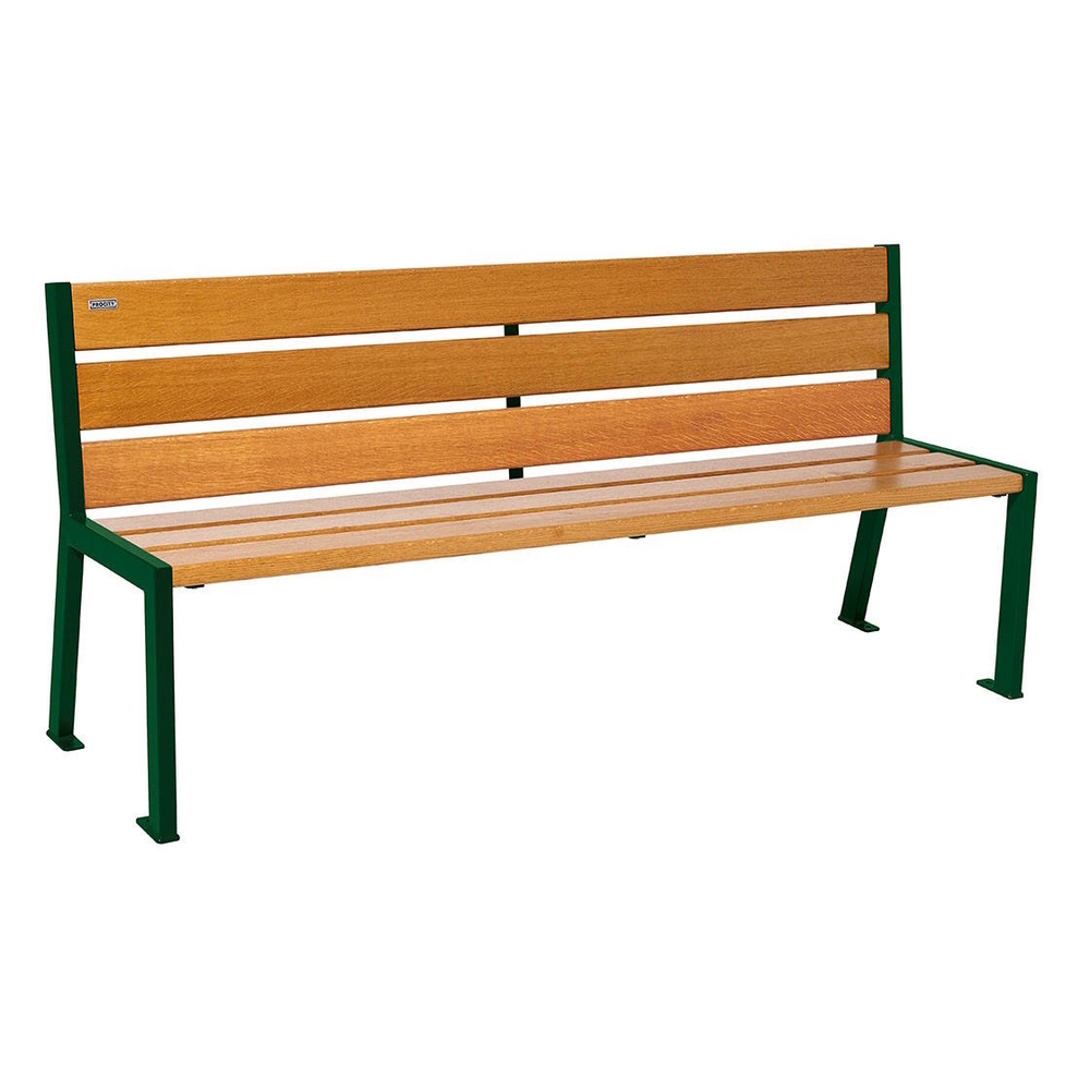 Banc bois et acier Silaos 6 lames RAL6005 - Chêne lasuré chêne clair - 1800mm - Sans accoudoir - PROCITY - 209602.6005.CHEC