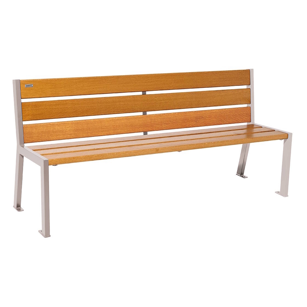 Banc bois et acier Silaos 6 lames RAL7044 - Chêne lasuré chêne clair - 1800mm - Sans accoudoir - PROCITY - 209602.7044.CHEC