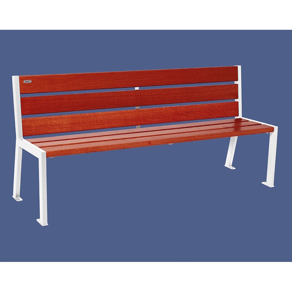 Banc bois et acier Silaos 6 lames RAL9010 - Chêne lasuré acajou - 1800mm - Sans accoudoir - PROCITY - 209602.9010.ACAJ