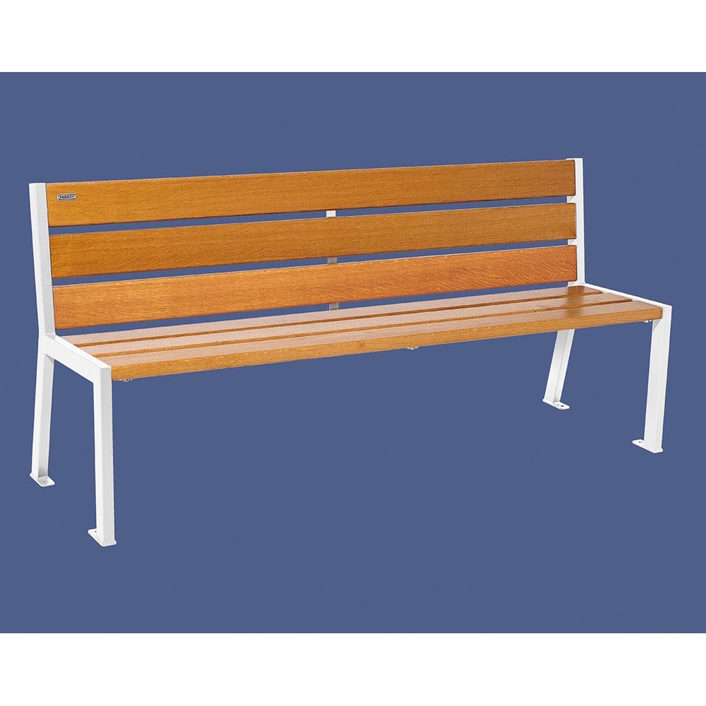 Banc bois et acier Silaos 6 lames RAL9010 - Chêne lasuré chêne clair - 1800mm - Sans accoudoir - PROCITY - 209602.9010.CHEC