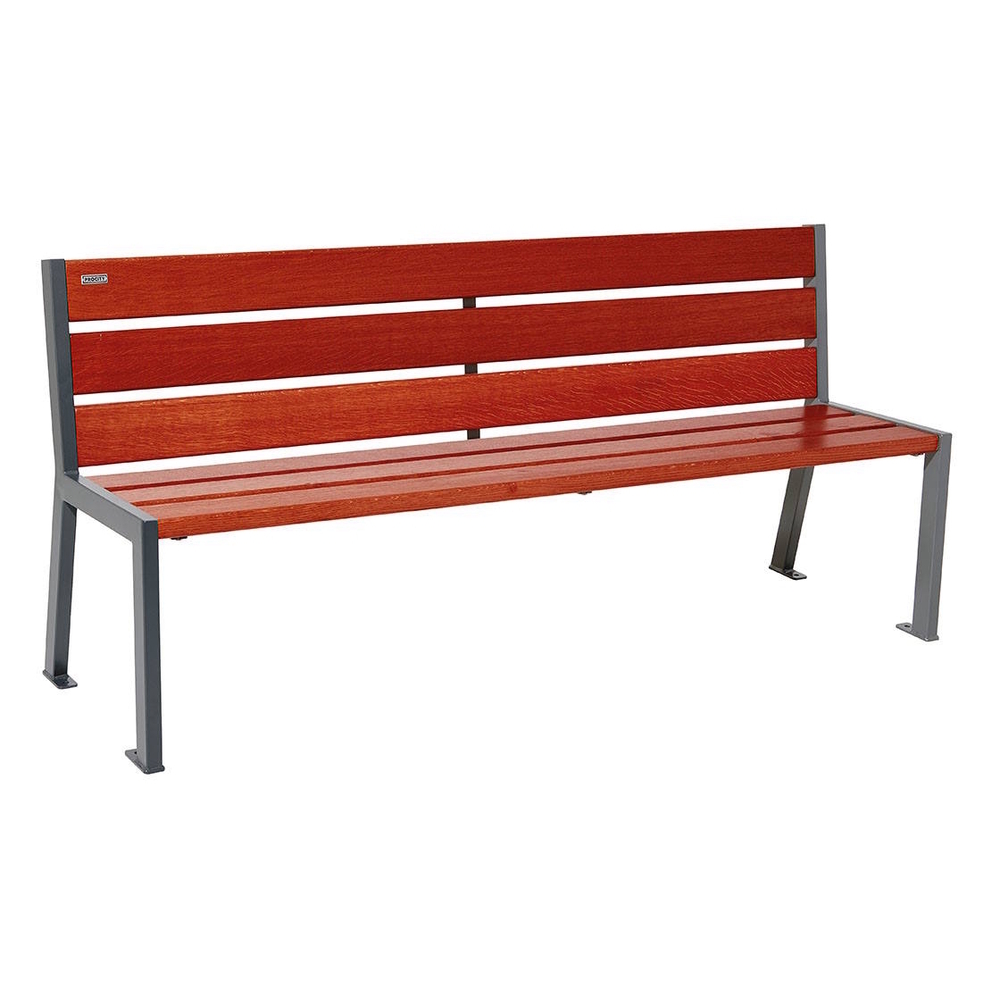 Banc bois et acier Silaos 6 lames Gris lasuré acajou - PROCITY - 209602.GPRO.ACAJ