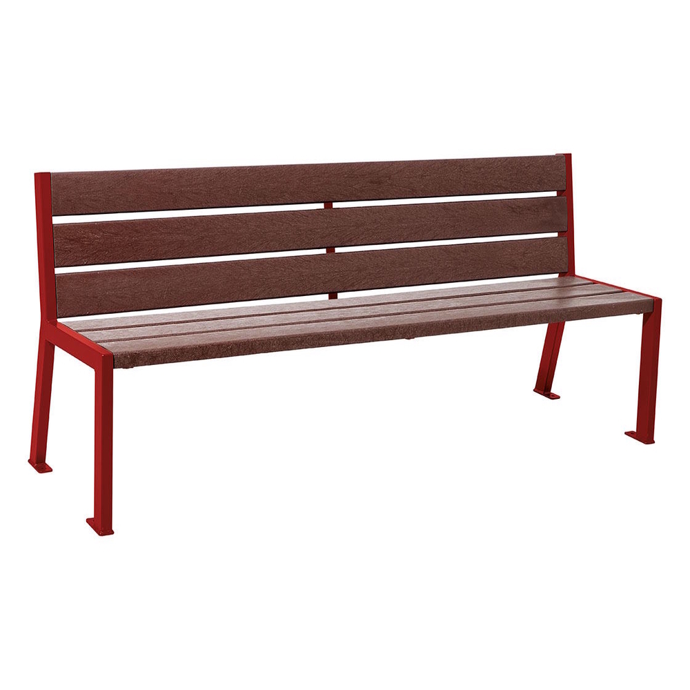 Banc plastique recyclé et acier Silaos 6 lames RAL3004 - Sans accoudoir - PROCITY - 209604.3004