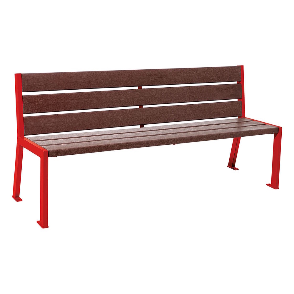 Banc plastique recyclé et acier Silaos 6 lames RAL3020 - Sans accoudoir - PROCITY - 209604.3020