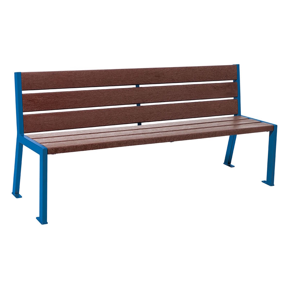 Banc plastique recyclé et acier Silaos 6 lames RAL5010 - Sans accoudoir - PROCITY - 209604.5010