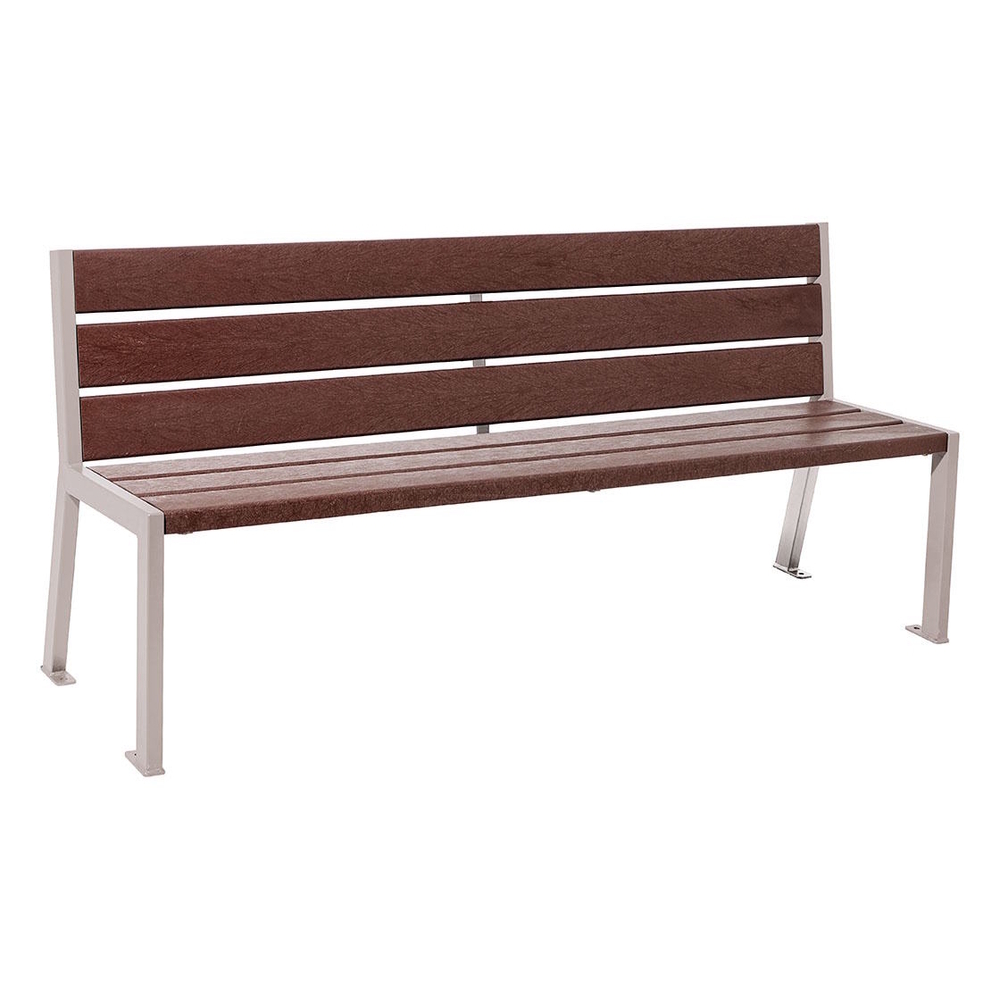 Banc plastique recyclé et acier Silaos 6 lames RAL7044 - Sans accoudoir - PROCITY - 209604.7044