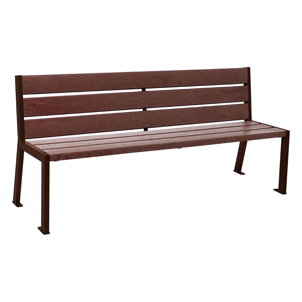 Banc plastique recyclé et acier Silaos 6 lames RAL8017 - Sans accoudoir - PROCITY - 209604.8017