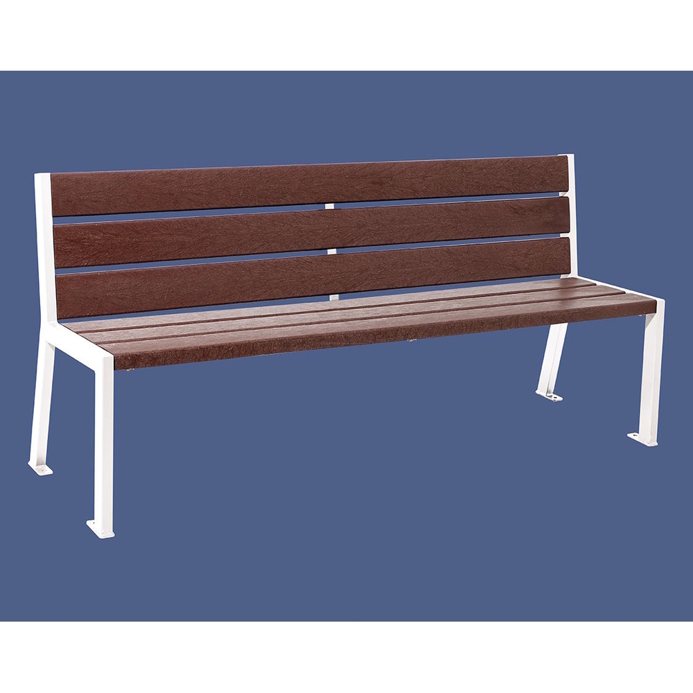 Banc plastique recyclé et acier Silaos 6 lames RAL9010 - Sans accoudoir - PROCITY - 209604.9010