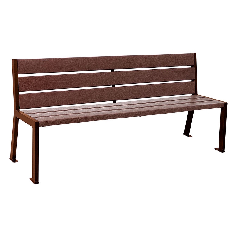 Banc plastique recyclé et acier Silaos 6 lames Aspect Corten - Sans accoudoir - PROCITY - 209604.S025