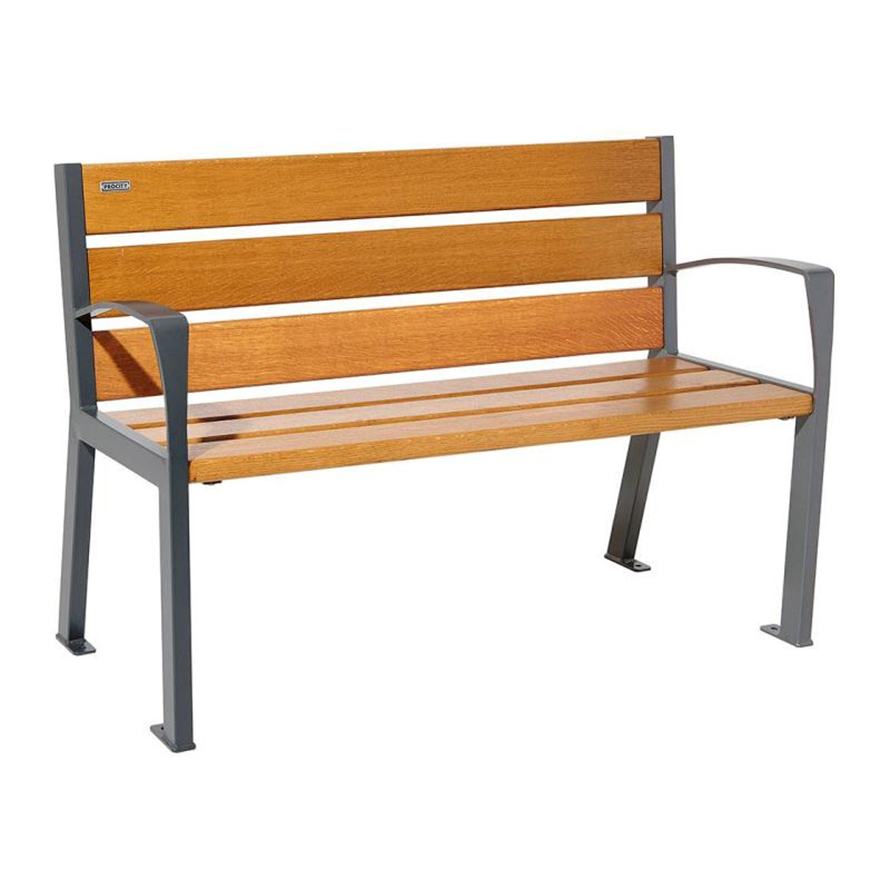 Banc bois et acier Silaos 6 lames Gris lasuré chêne clair - PROCITY - 209611.GPRO.CHEC