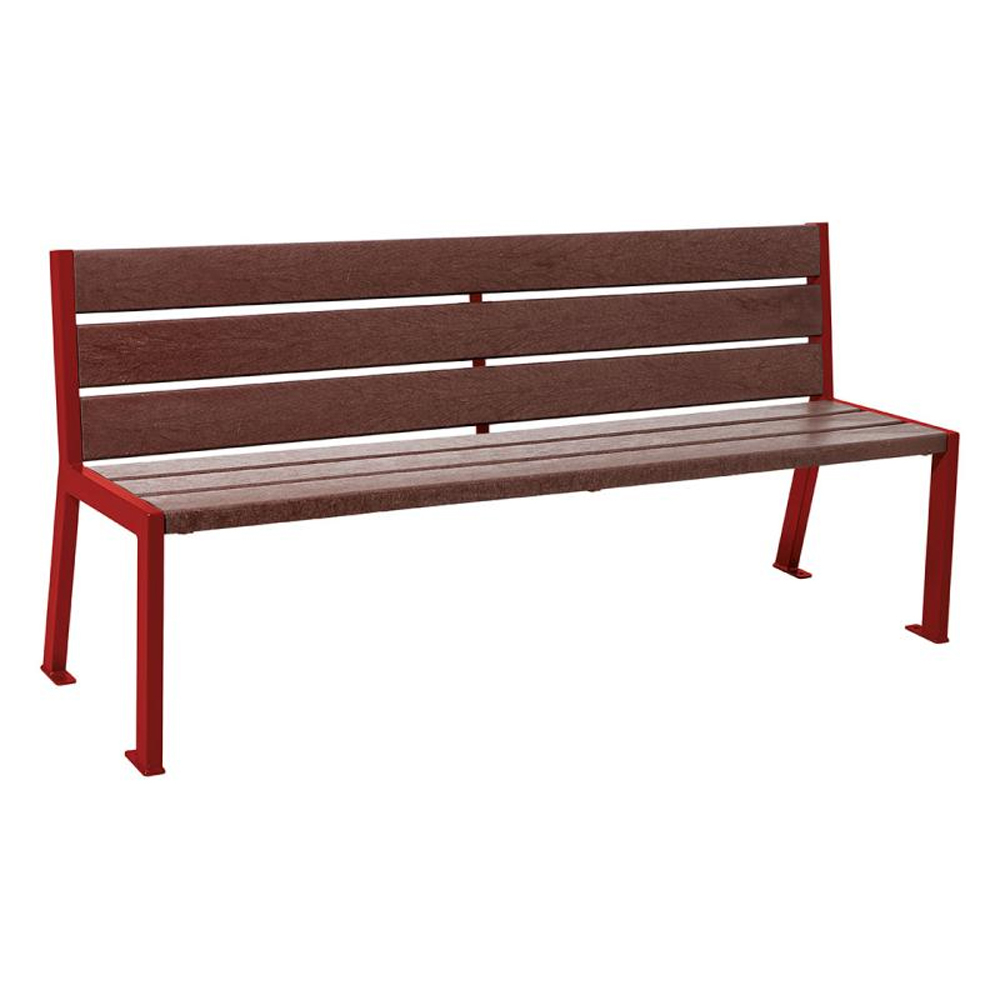 Banc plastique recyclé et acier Silaos 6 lames RAL3004 - accoudoirs - PROCITY - 209614.3004