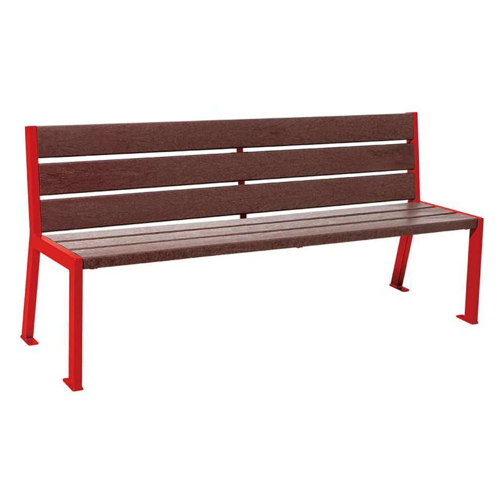 Banc plastique recyclé et acier Silaos 6 lames RAL3020 - accoudoirs - PROCITY - 209614.3020