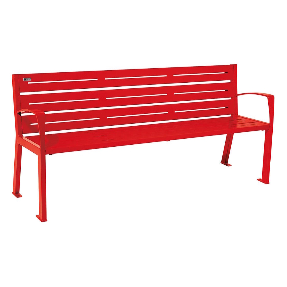 Banc acier Silaos 6 lames RAL3020 - accoudoirs - PROCITY - 209616.3020