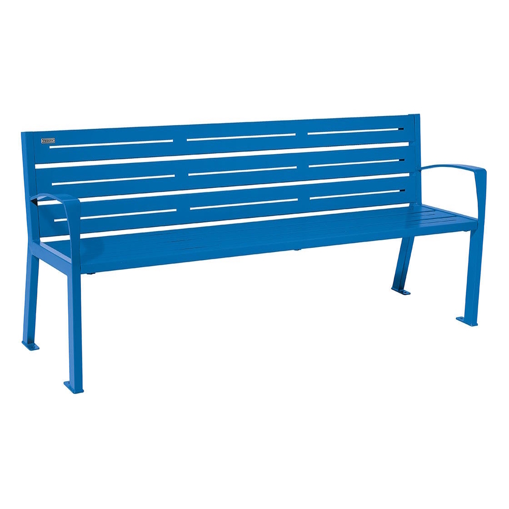 Banc acier Silaos 6 lames RAL5010 - accoudoirs - PROCITY - 209616.5010