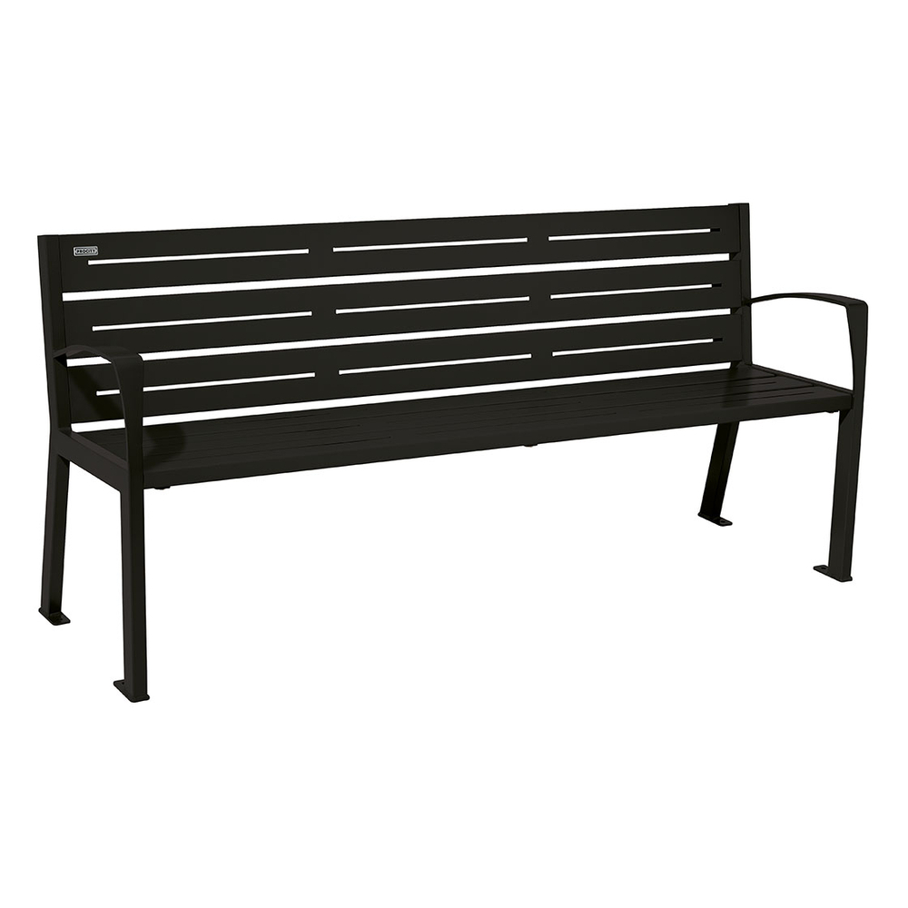 Banc acier Silaos 6 lames RAL9005 - accoudoirs - PROCITY - 209616.9005