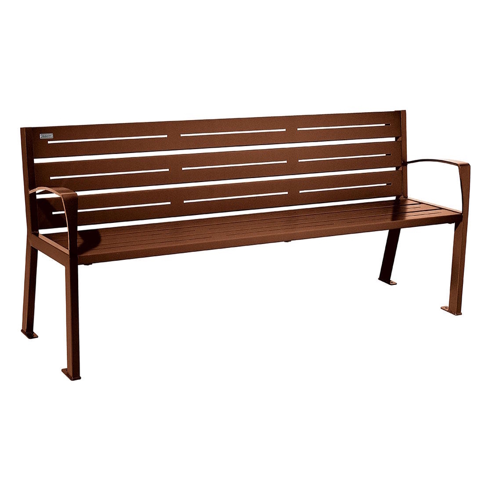 Banc acier Silaos 6 lames Aspect Corten - accoudoirs - PROCITY - 209616.S025