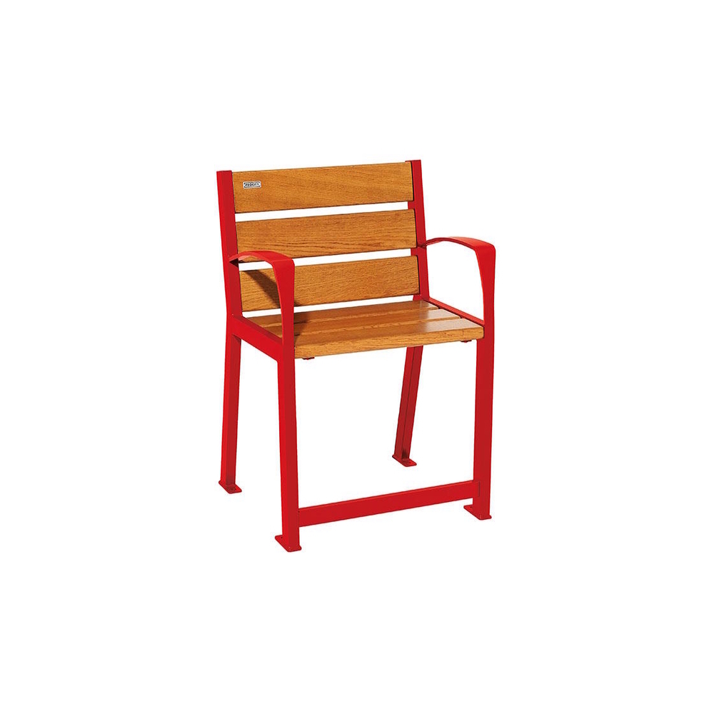 Fauteuil bois et acier Silaos spécial sénior RAL3020 - Chêne lasuré chêne clair - PROCITY - 209620.3020.CHEC